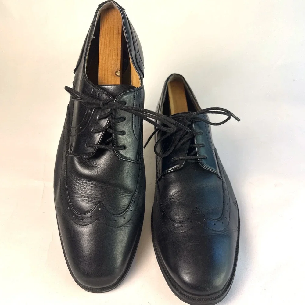 Nunn Bush Mens 12 M Black Leather Wingtip Oxford Dress Shoes Comfort‎ Gel
